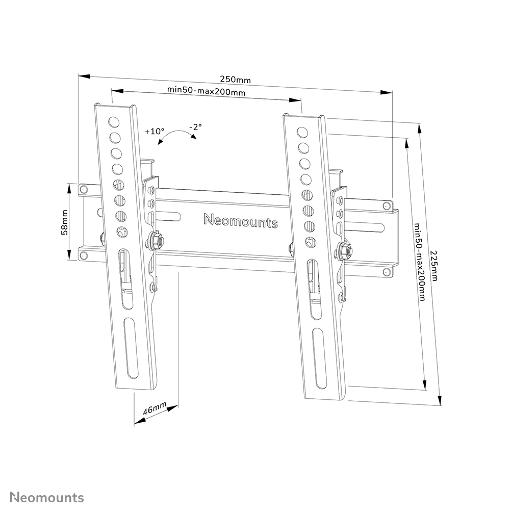 Neomounts WL35-350BL12 Support pour écran mural 24-55" - inclinable - verrouillable - installation facile
